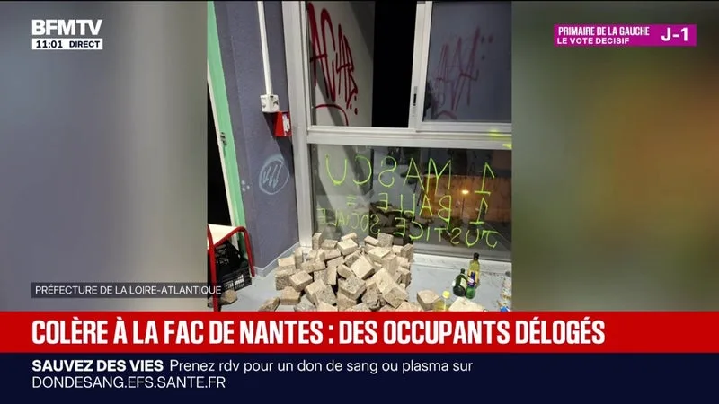 Des dégradations à l'université de Nantes, des étudiants évacués après plusieurs jours d'occupation