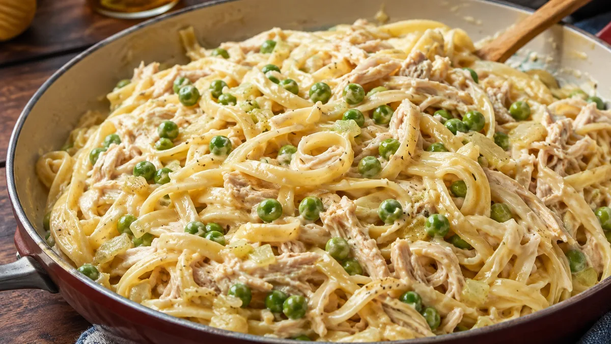 Fim do mês apertou? Faça esse macarrão cremoso com frango de 5 ingredientes