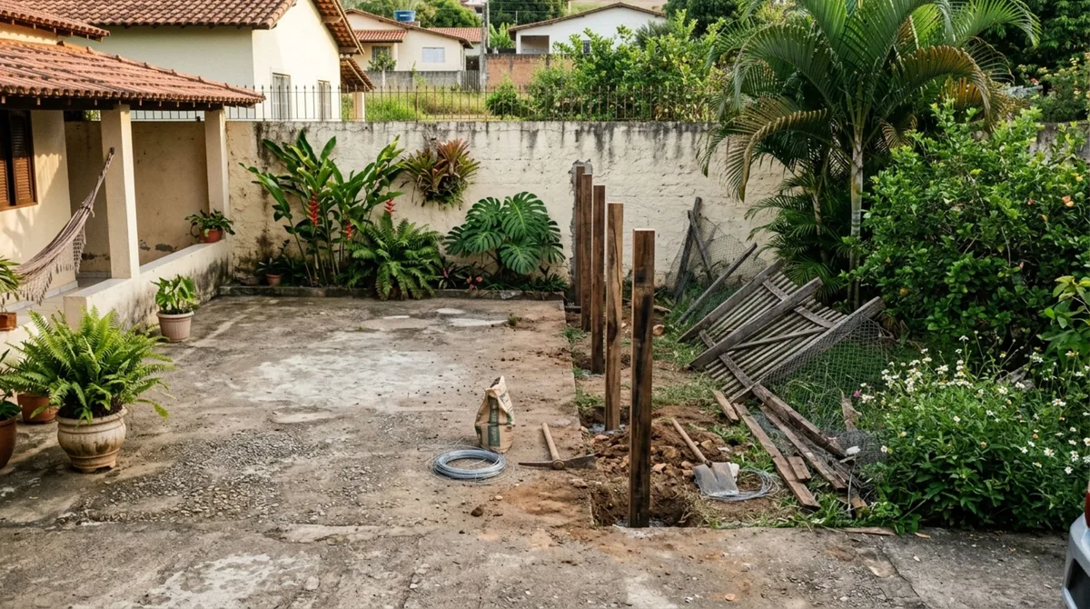 Família compra casa com ampla área externa, investe em piscina e jardim e, ao trocar a cerca, descobre que o espaço usado há anos era maior que o registrado no imóvel