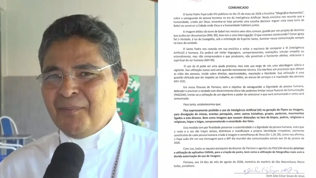 Diocese proíbe uso de IA para divulgações de missas e eventos religiosos no PI