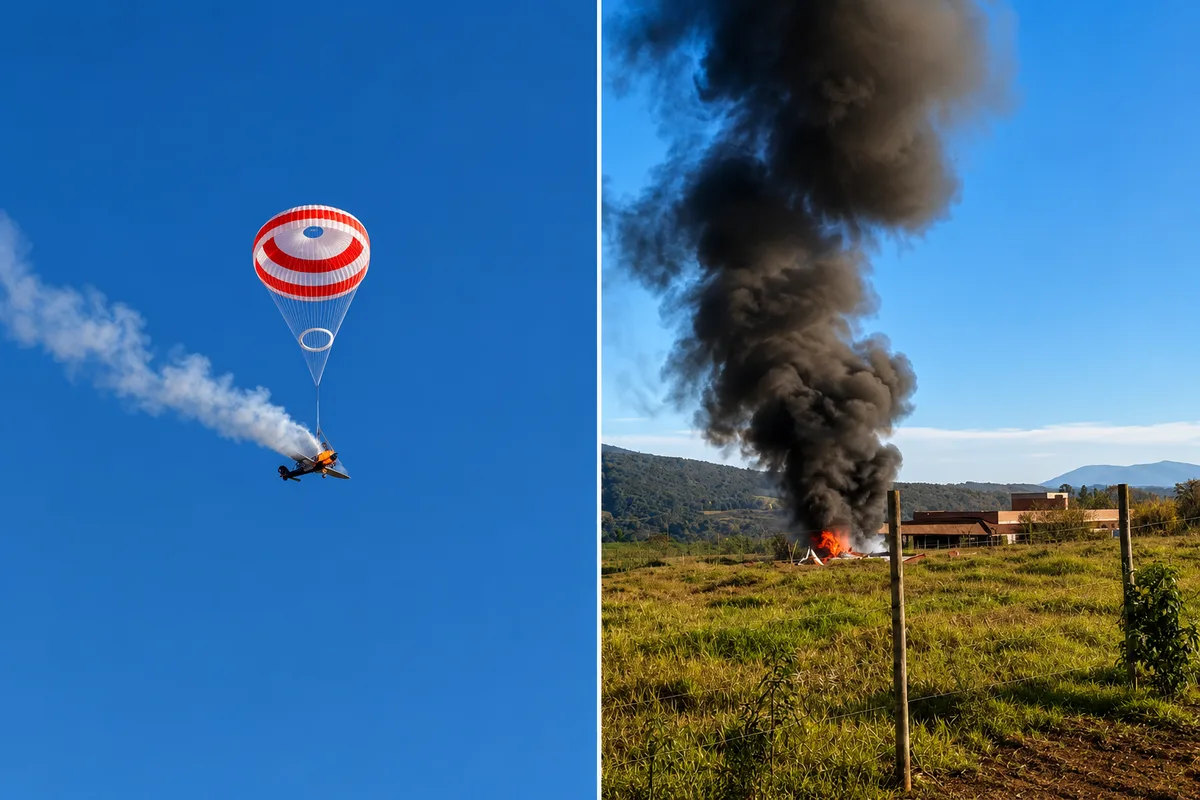 Vídeo: Avião de pequeno porte explode, pega fogo e cai em Minas Gerais