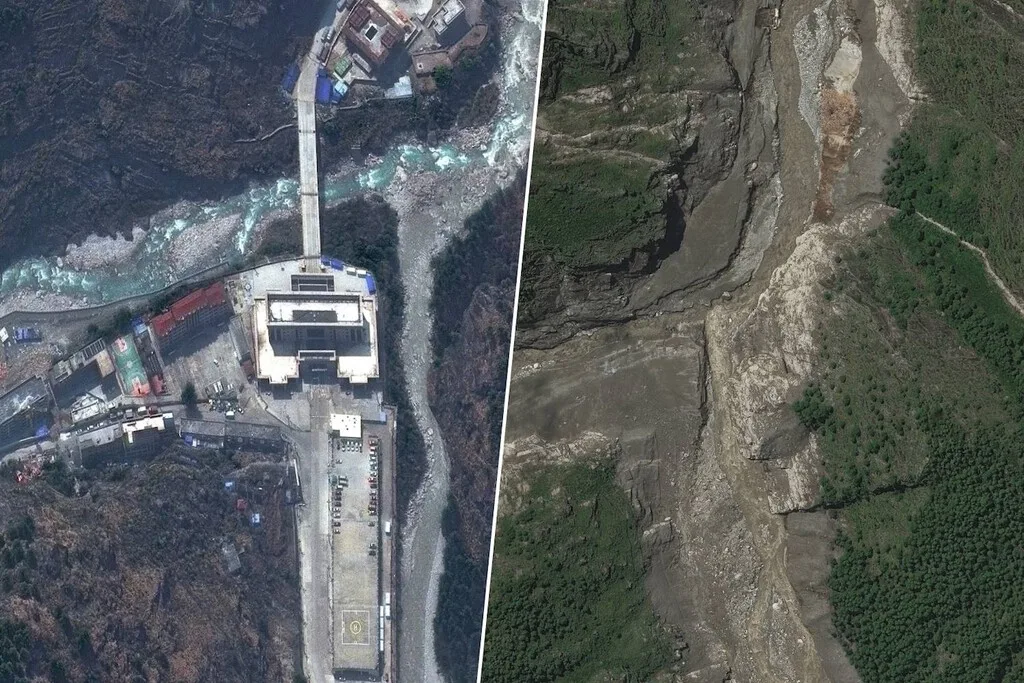 Así borró un glaciar en solo 7 minutos la frontera entre Nepal y China: el antes y el después, visto por satélite