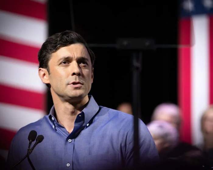 US senator Jon Ossoff condemns Trump as ‘draft-dodging, crook president’