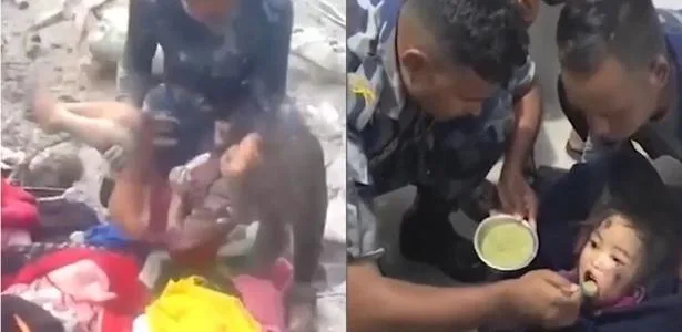 Menina de 6 anos é resgatada após 60 horas soterrada sob escombros no Nepal
