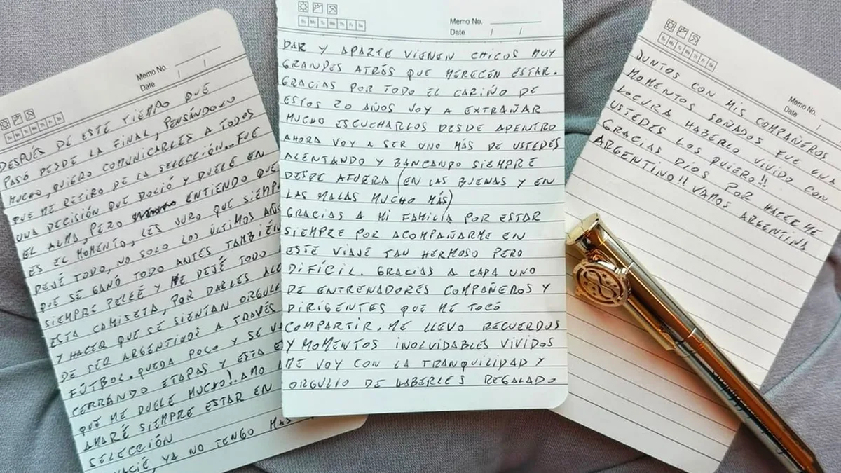 Qué dice la carta completa con la que Messi se retiró de la selección argentina: los guiños ocultos y el detalle de la lapicera