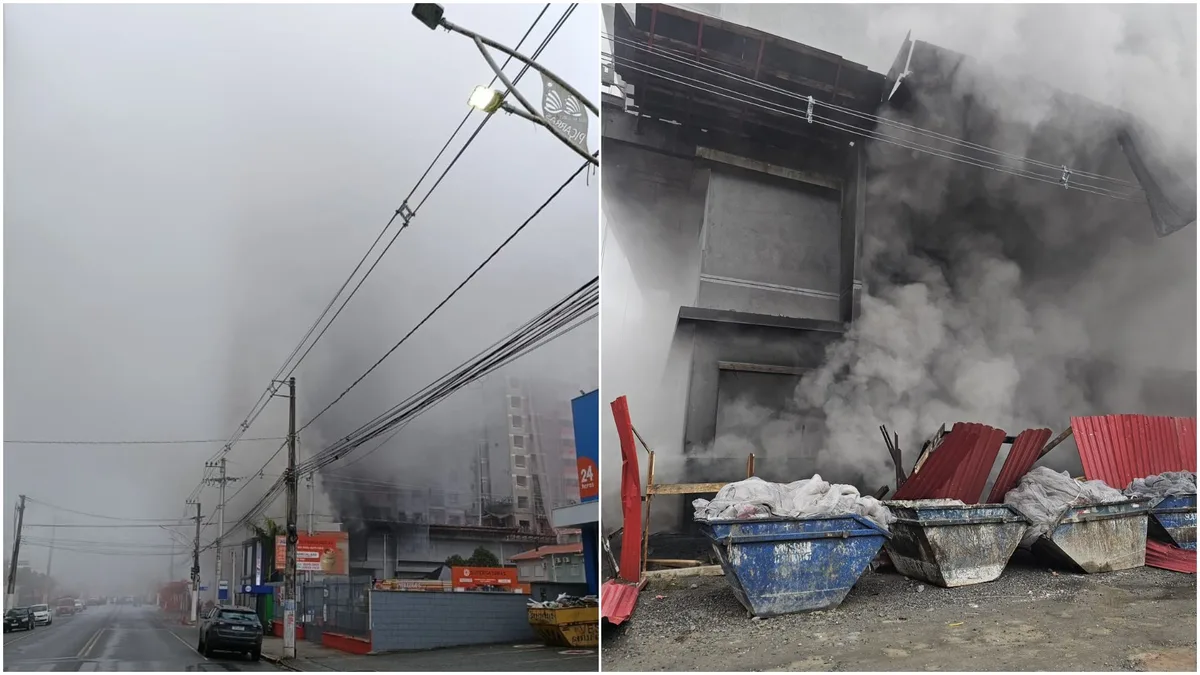 Incêndio cobre com fumaça avenida de cidade turística de SC e deixa 2,3 mil sem luz; VÍDEO