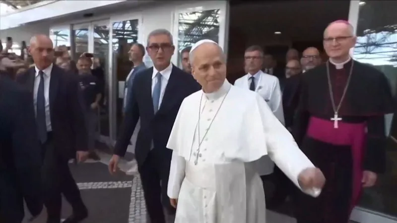 Pope Leo emerges from hospital after cancer surgery