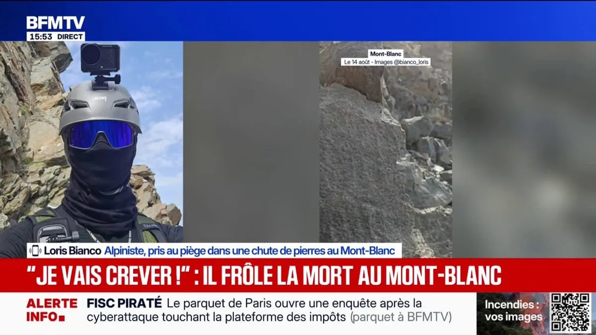 "J'ai vu un bloc de la taille d'une voiture s'envoler", raconte Loris, pris au piège par une chute de pierres au Mont-Blanc