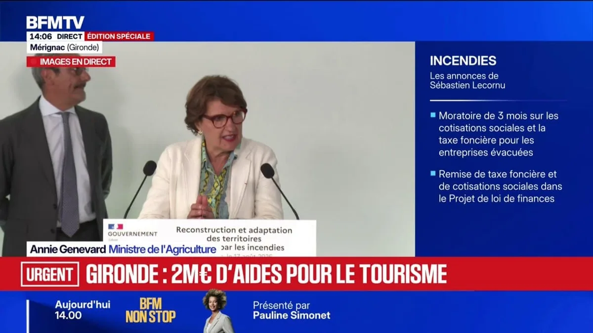 Incendies: la ministre de l'Agriculture Annie Genevard, adresse "sa reconnaissance" aux agriculteurs ayant aidé dans la lutte contre le feu