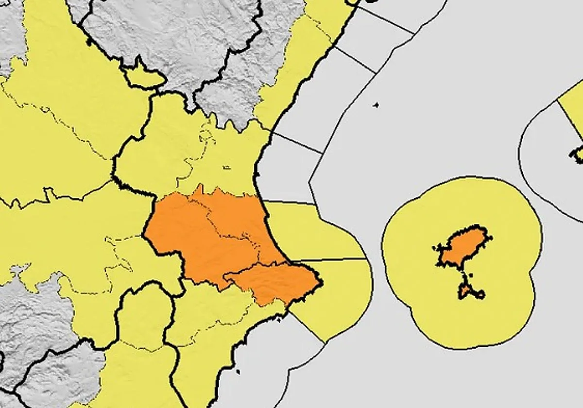 La Aemet eleva a naranja el aviso para este domingo por la dana Adam en Valencia y Alicante