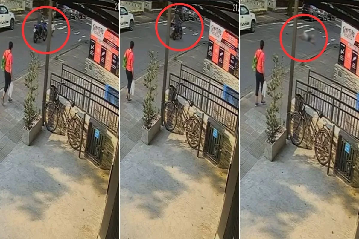 Vídeo mostra motociclista sem CNH derrubando idoso perto da faixa de pedestre; VEJA