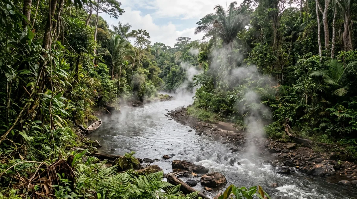 O rio místico de 6,4 quilômetros escondido na floresta cujas águas chegam perto dos 100°C e podem matar animais