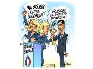 Le dessin de Chaunu : la rentrée de Marine Le Pen autour du thème du logement