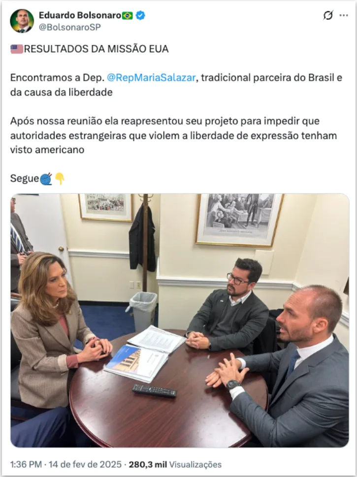 Figueiredo doou R$ 54.000 a deputada dos EUA que propôs lei contra Moraes