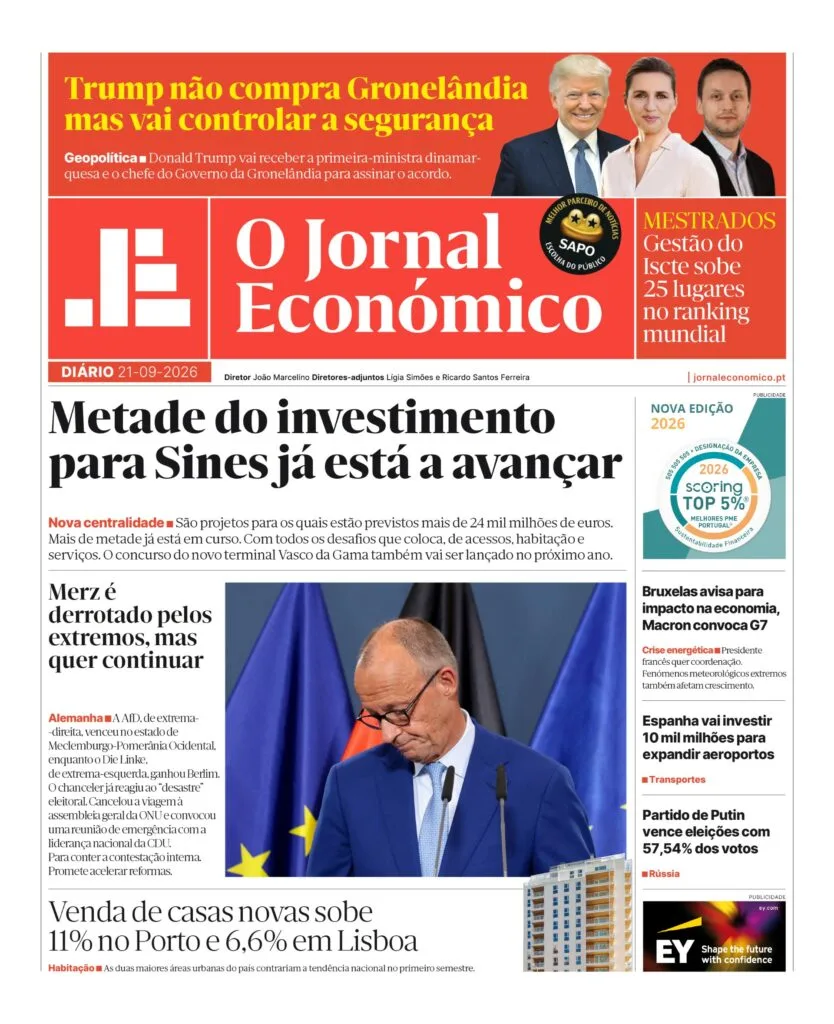 Metade do investimento para Sines já está a avançar. Leia aqui o JE Diário