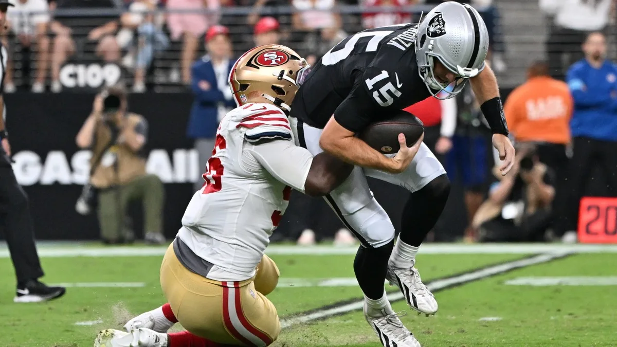 Raiders rookie QB Fernando Mendoza has rough night in pre-season loss to 49ers