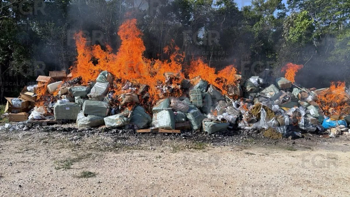 Autoridades incineran 184 kilos de drogas y destruyen objetos relacionados a delitos en Quintana Roo