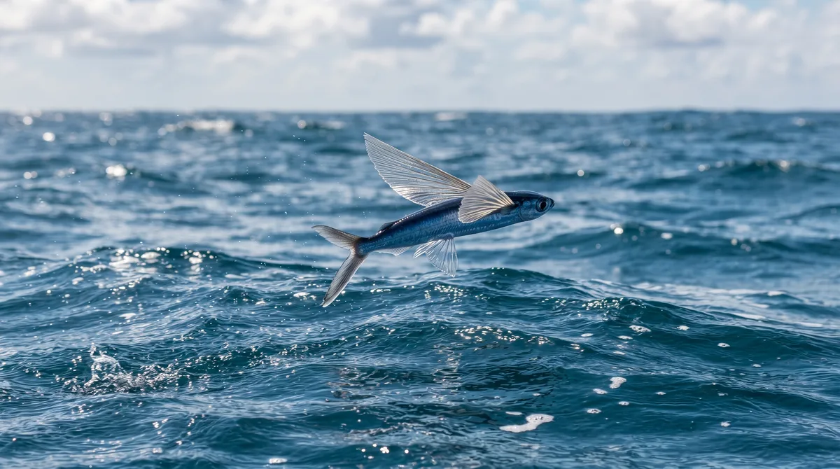 O peixe surpreendente que, em vez de nadar mais rápido, ganha asas aerodinâmicas e salta para fora d’água planando no ar para escapar de atuns e tubarões
