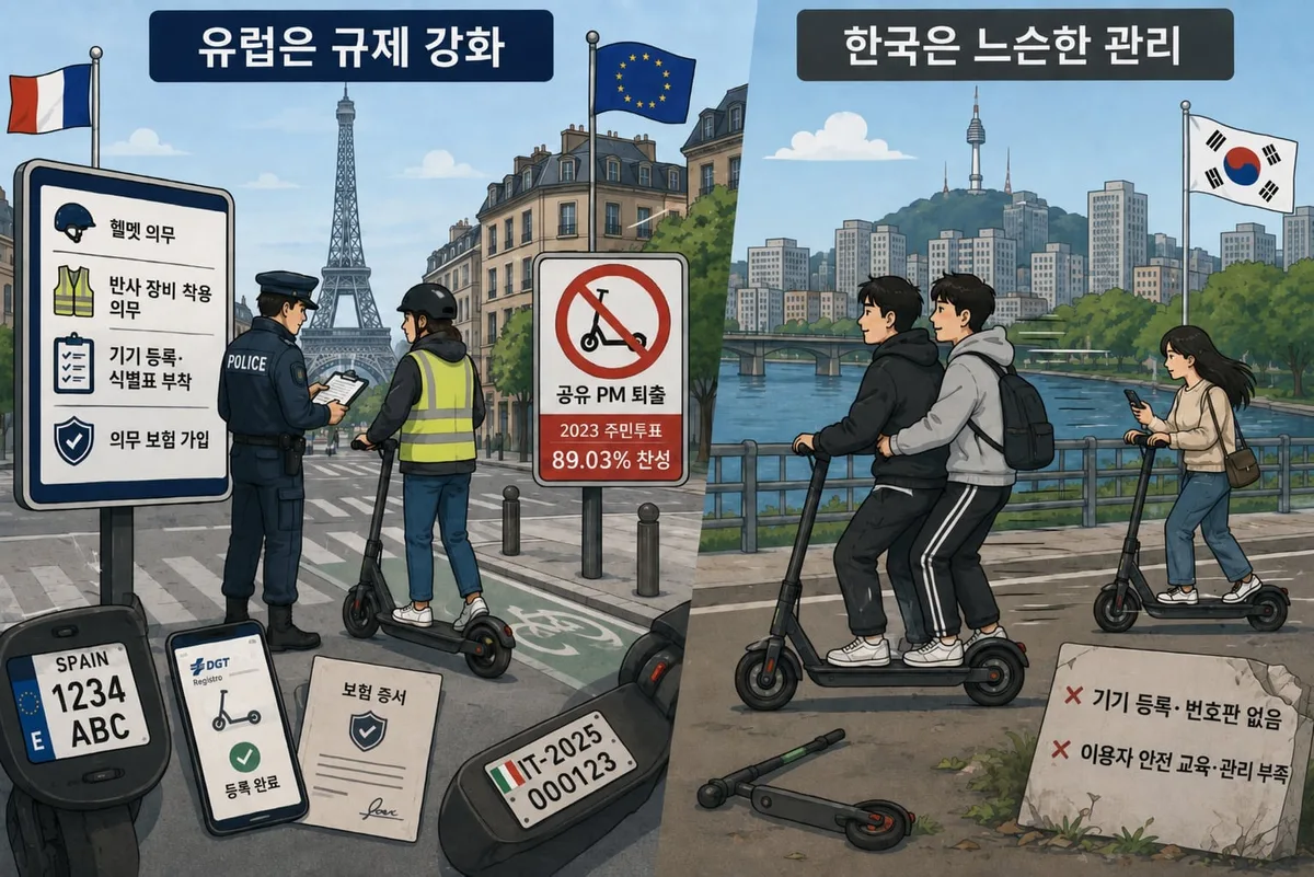 “헬멧·반사조끼에 번호판·보험까지”… 전동 킥보드 규제 고삐 죄는 유럽, 무법지대 한국