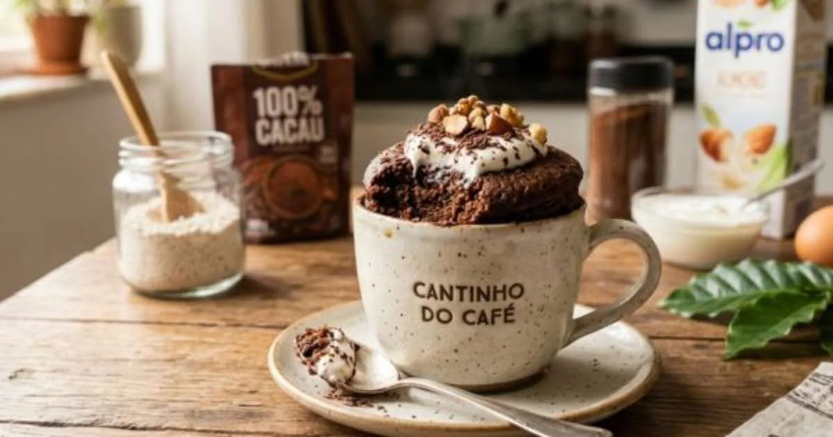 Mug cake de café com cacau fica pronto em poucos minutos