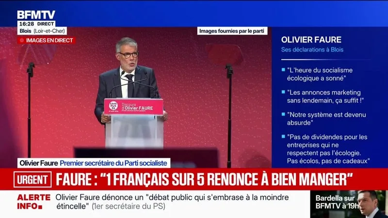 "Qui oserait dire que les socialistes n'ont pas changé la vie?", déclare Olivier Faure, premier secrétaire du Parti socialiste à Blois où ont lieu les journées d’été de son parti