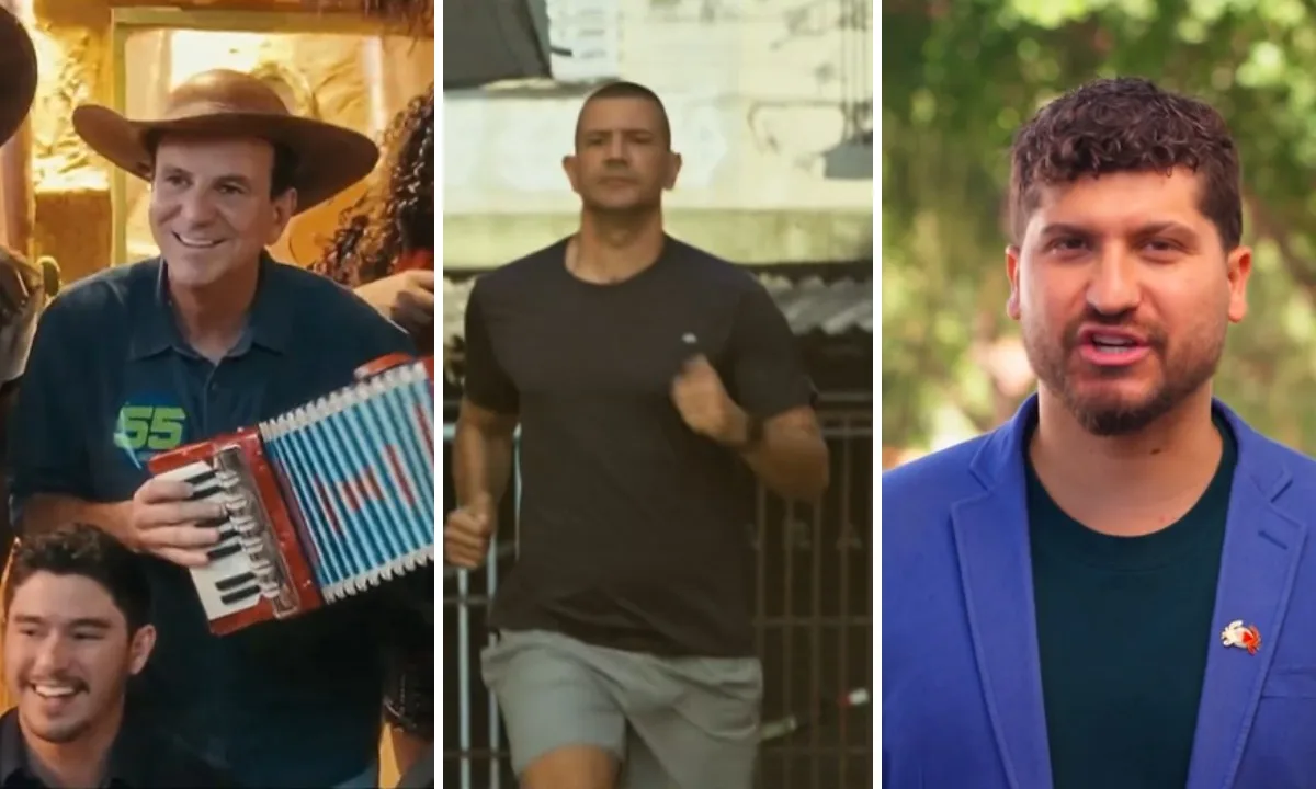 No primeiro dia de campanha na TV, Eduardo Paes, Douglas Ruas e William Siri falam de histórico de corrupção no RJ