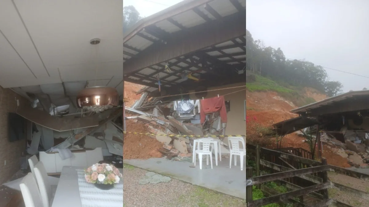 Chuva causa estragos, atinge casas, deixa mãe morta e filha ferida em SC