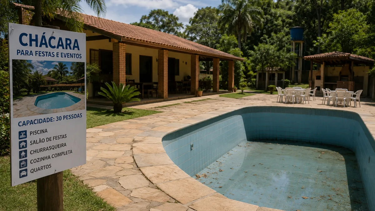 Família reserva chácara para 30 pessoas e encontra piscina vazia poucas horas antes da festa marcada para o fim de semana