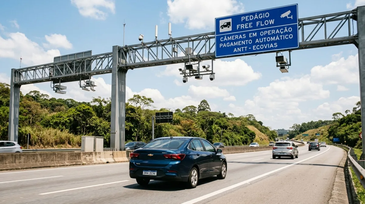 Motorista passa pelo pedágio Free Flow sem tag achando que não precisava fazer nada, mas descobre depois que a passagem continua gerando cobrança