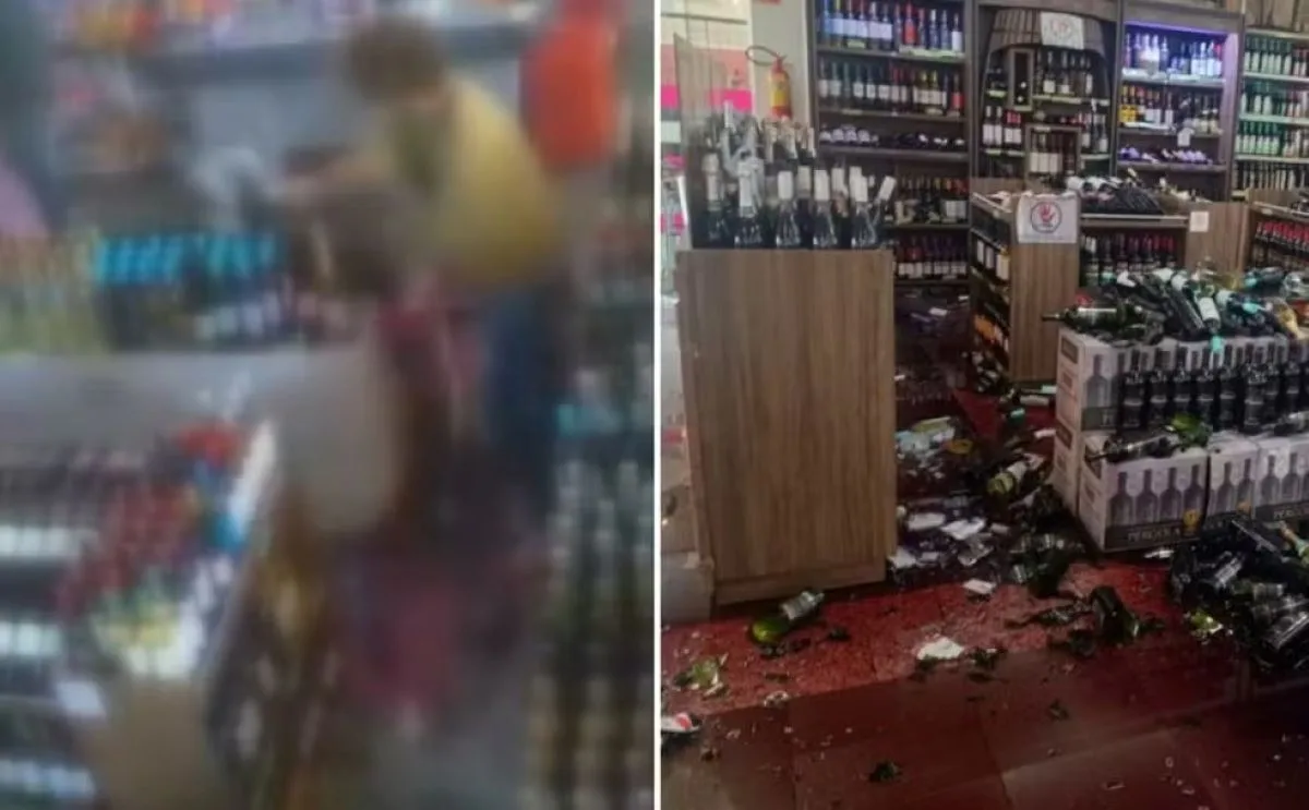 Homem destrói R$ 60 mil em vinhos em supermercado de Dourado após falha no cartão