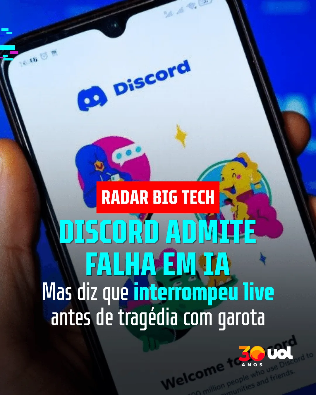 Discord assume falha de IA, mas diz que derrubou live antes de suicídio