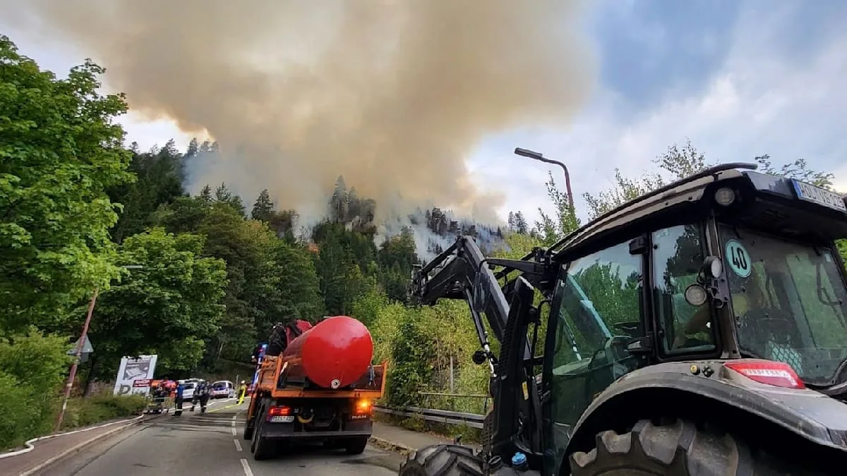 Waldbrand in Schramberg breitet sich wegen starker Winde deutlich aus