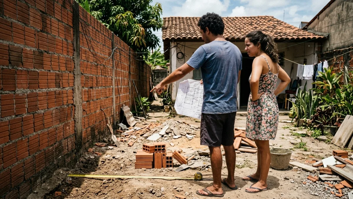 Casal compra casa com quintal amplo, começa a construir edícula e descobre que parte do terreno pertence oficialmente ao vizinho