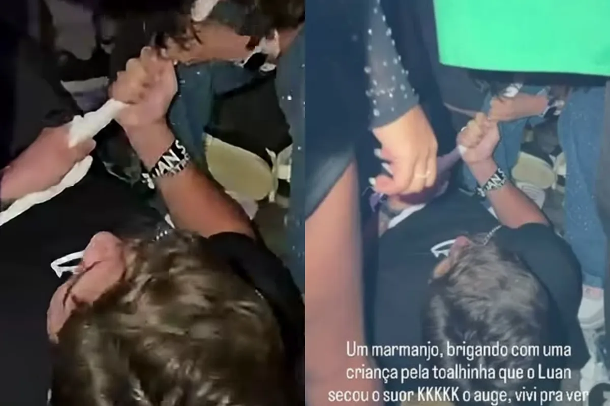 "Marmanjo" disputa toalha com suror de Luan Santana com criança em show