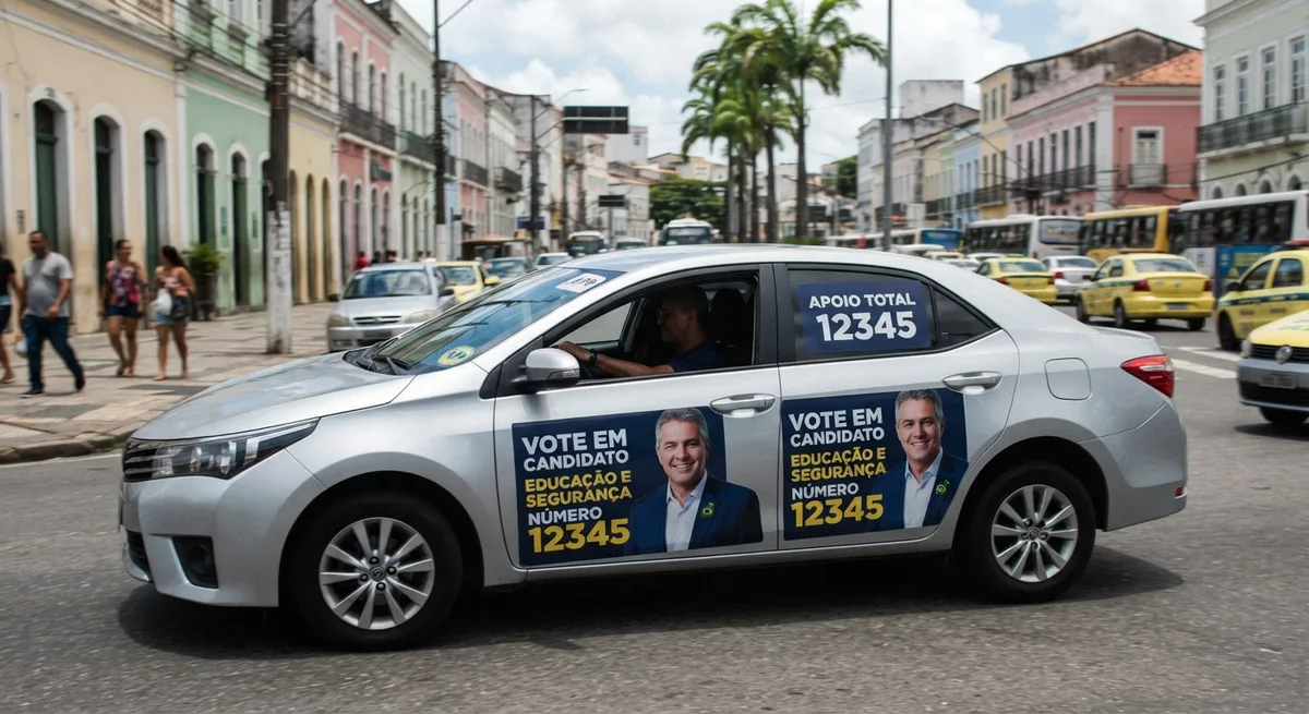 Carro de aplicativo com propaganda eleitoral gera multa de R$ 8 mil