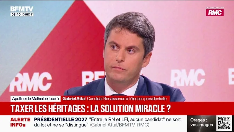 Héritage: "L'argent doit pouvoir circuler plus rapidement", estime Gabriel Attal, candidat Renaissance à l'élection présidentielle