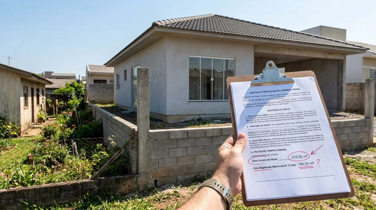 Casal constrói casa usando medidas do contrato de compra e venda e, ao pedir regularização, descobre que matrícula apresenta área diferente