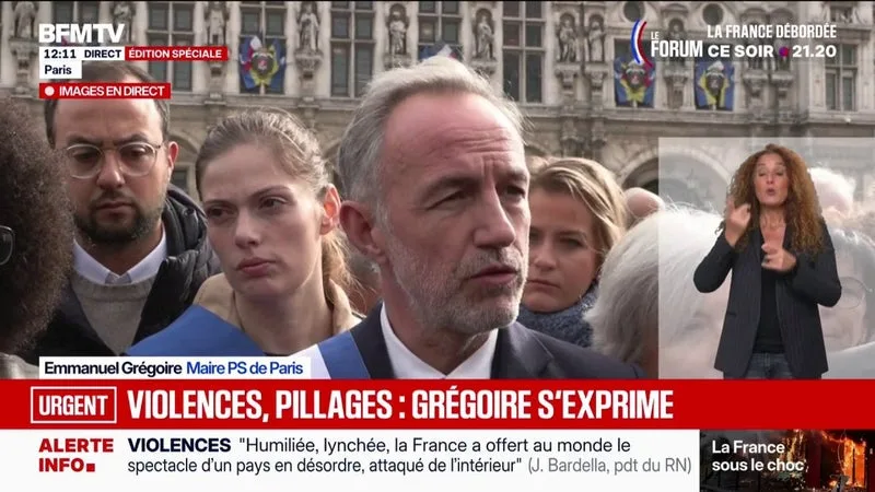 Violences à Paris: "Il doit y avoir une enquête indépendante sur le sujet de la disponibilité des forces (de l'ordre) et sur la doctrine d'intervention", juge Emmanuel Grégoire