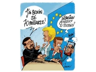 Le dessin de Chaunu : le président ukrainien demande de l’aide aux Vingt-Sept