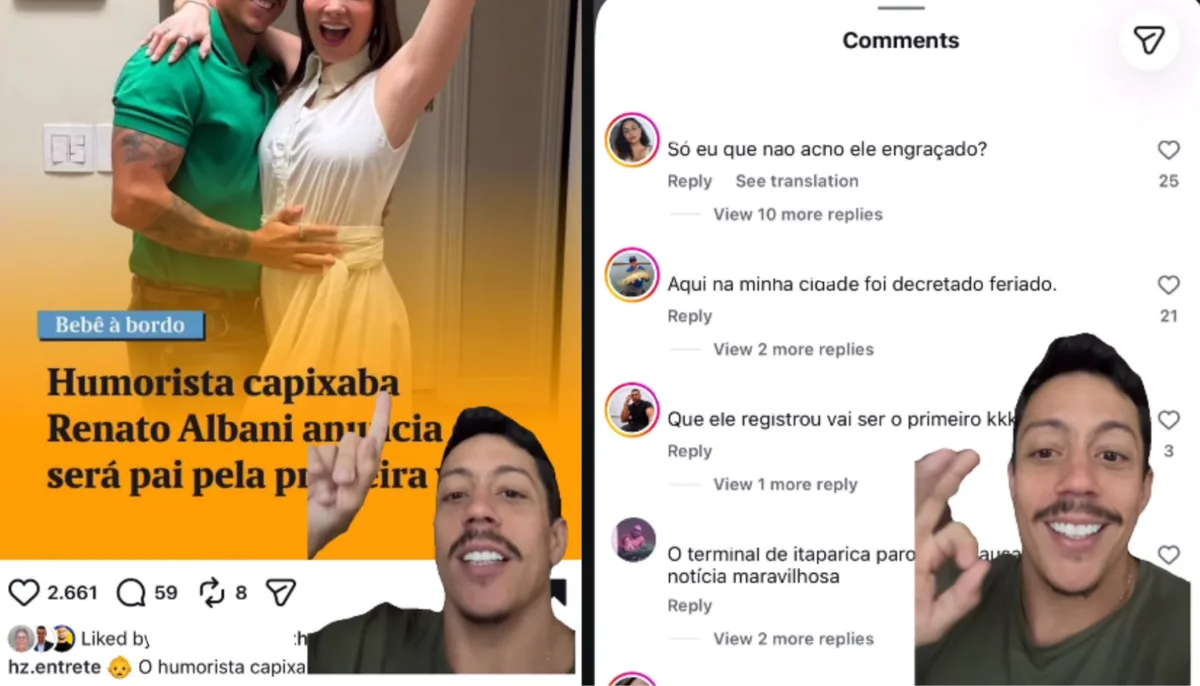 Renato Albani reage a comentários sobre anúncio de gravidez: “Não tem um parabéns”
