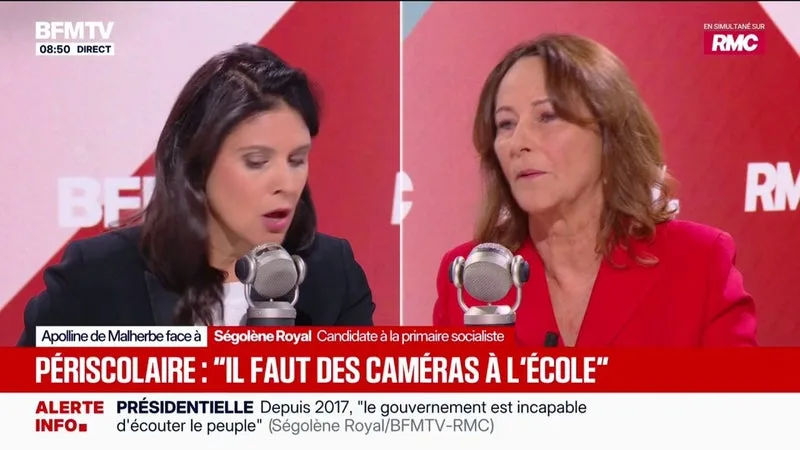 Périscolaire: "La première chose à faire c'est de mettre des caméras" pour protéger les enfants, estime Ségolène Royal, candidate à la primaire du PS