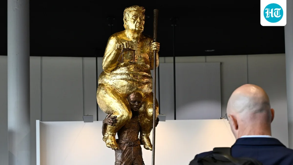 Golden naked Trump statue at EU Parliament: 3 bizarre statues of the US president made by artists