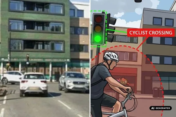 Terrifying near miss as cyclist forces driving instructor to leap into action
