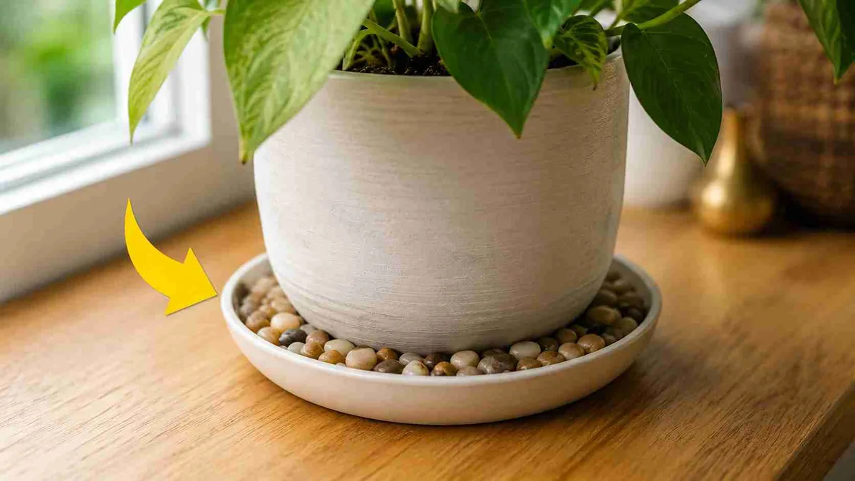 Pedrinhas no prato do vaso: para que servem e por que elas podem fazer mais diferença do que você imagina
