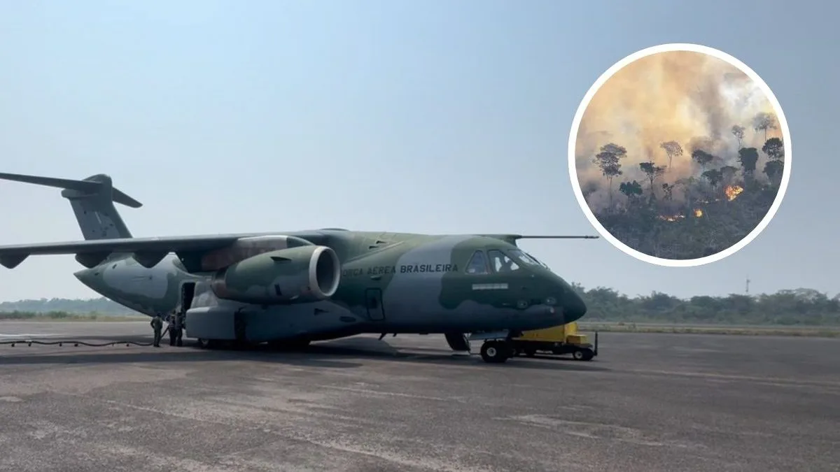 FAB inicia combate a incêndios no Amazonas com avião capaz de lançar 12 mil de litros de água em 7 segundos