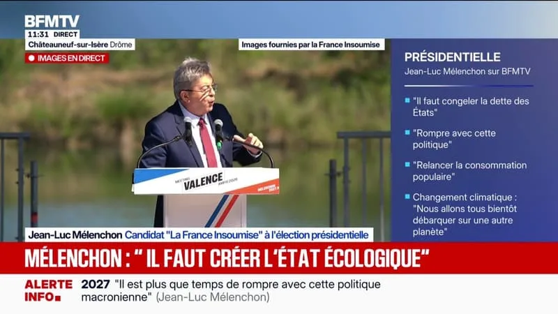 "Neuf ans à piétiner et à appauvrir les fonctions publiques": Jean-Luc Mélenchon, candidat LFI à la présidentielle, tacle le mandat d'Emmanuel Macron