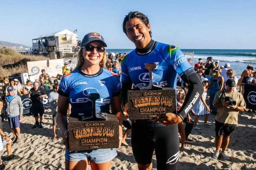 Miguel Pupo et Erin Brooks victorieux à Lower Trestles, futur spot des JO 2028