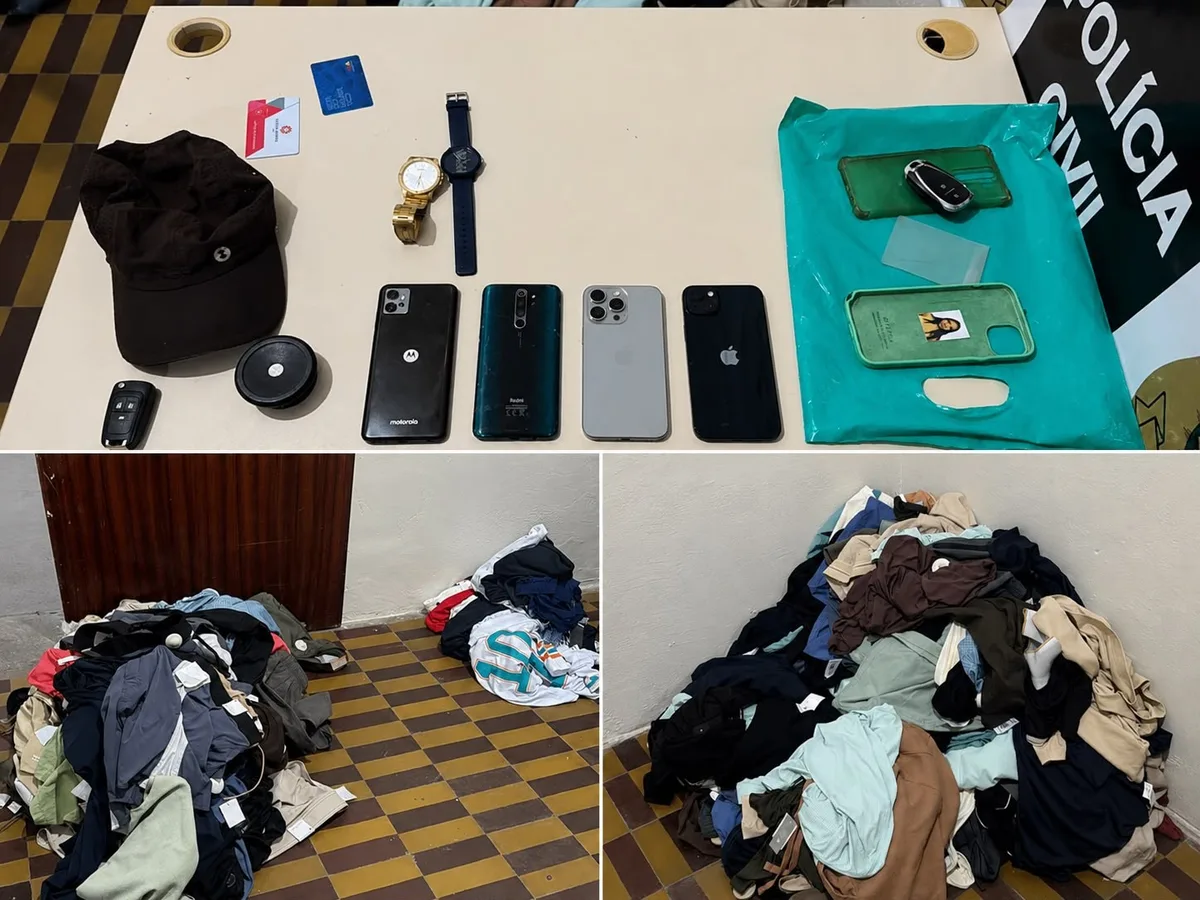 PM prende quatro suspeitos de furtar 251 peças de roupas de shopping em Natal