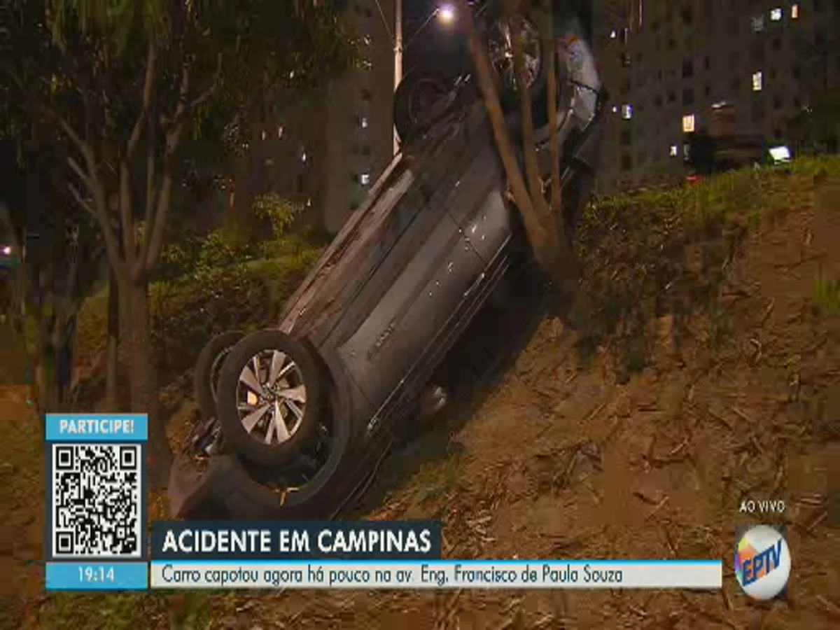 Idosa fica ferida após carro capotar em avenida de Campinas