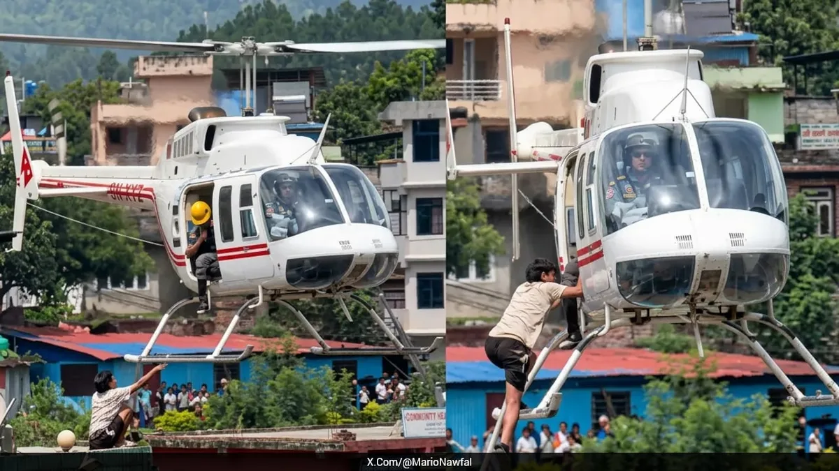 Nepal Flash Floods: Boy Waves T-Shirt, Climbs Onto Hovering Helicopter To Survive